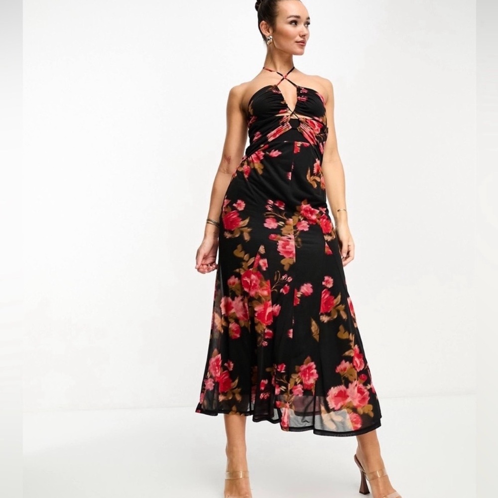 ASOS Floral Mesh Midi Dress NWT